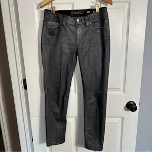 Miss Me Mid-Rise Ankle Skinny, sz 29, Gray Metallic, stretch, date night, event
